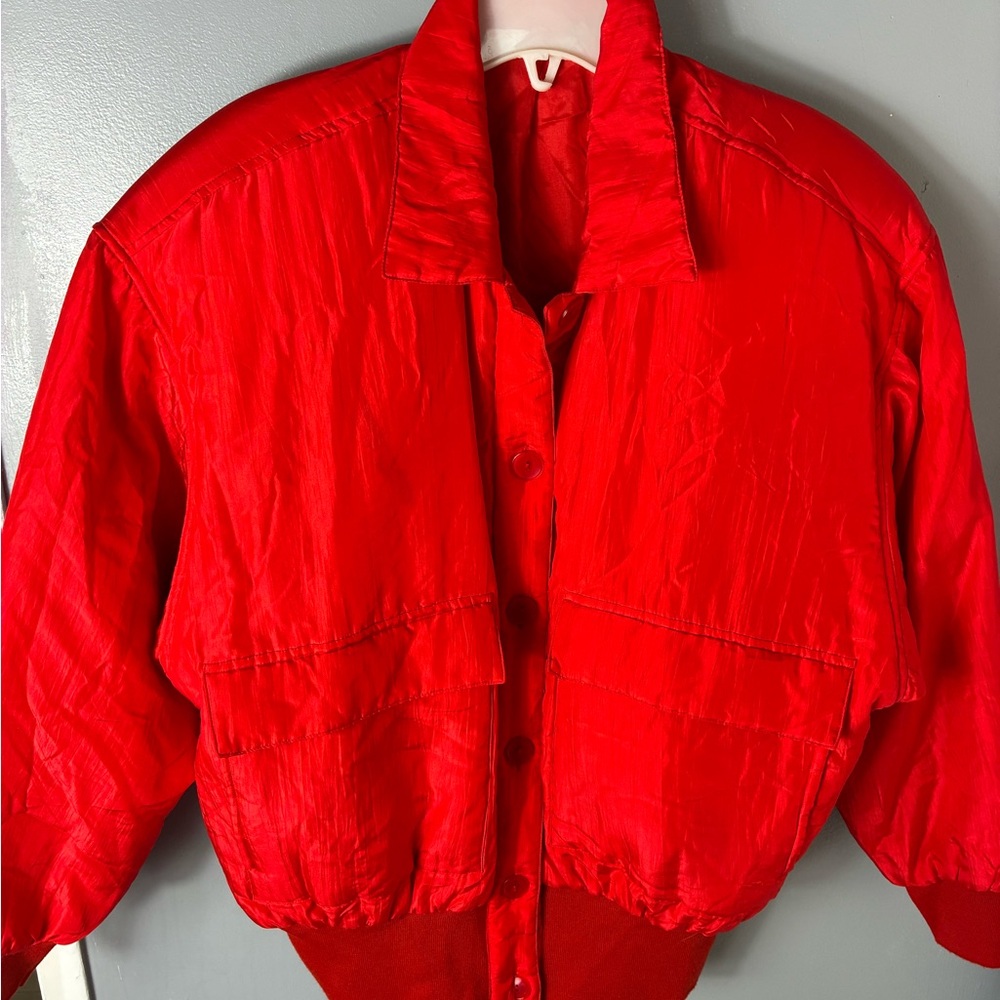 Vibrant Red 100% silk retro soft, 80’S soft and lightweight.